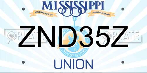 ZND35Z Mississippi License Plate