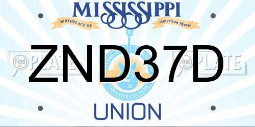 ZND37D Mississippi License Plate