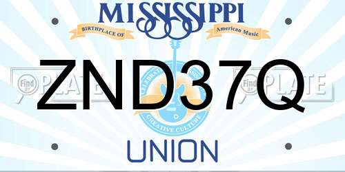 ZND37Q Mississippi License Plate