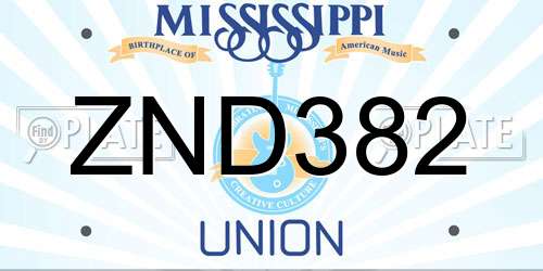 ZND382 Mississippi License Plate