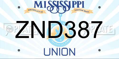 ZND387 Mississippi License Plate