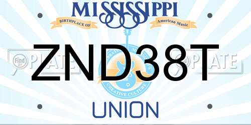 ZND38T Mississippi License Plate
