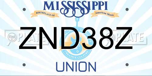 ZND38Z Mississippi License Plate