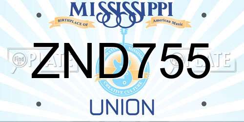 ZND755 Mississippi License Plate