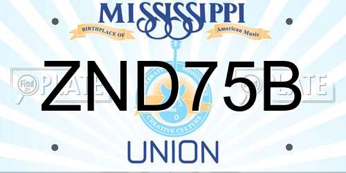 ZND75B Mississippi License Plate