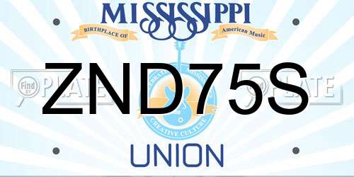 ZND75S Mississippi License Plate