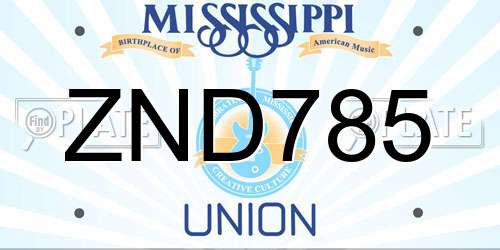 ZND785 Mississippi License Plate