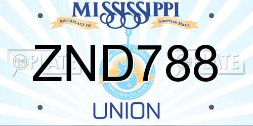ZND788 Mississippi License Plate