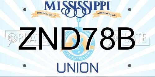 ZND78B Mississippi License Plate