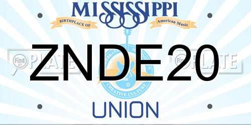 ZNDE20 Mississippi License Plate