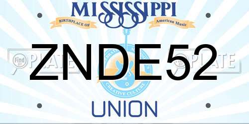 ZNDE52 Mississippi License Plate