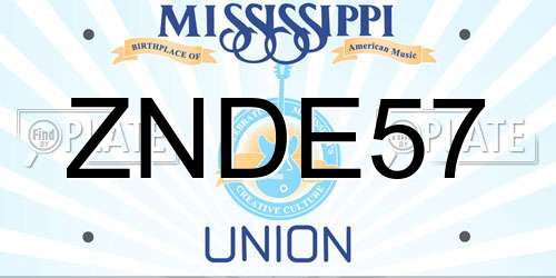 ZNDE57 Mississippi License Plate
