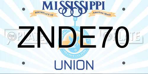 ZNDE70 Mississippi License Plate