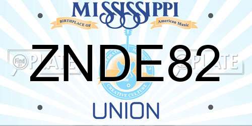 ZNDE82 Mississippi License Plate