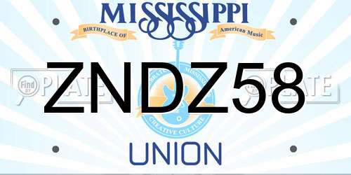 ZNDZ58 Mississippi License Plate