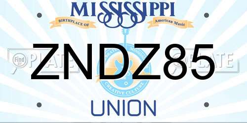 ZNDZ85 Mississippi License Plate