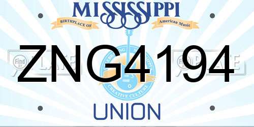 ZNG4194 Mississippi License Plate