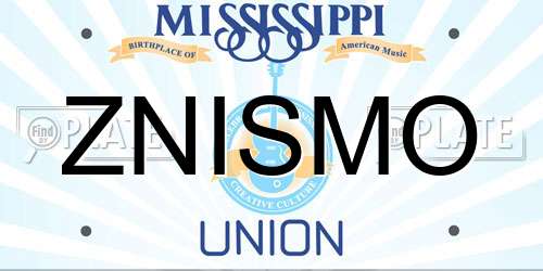ZNISMO Mississippi License Plate