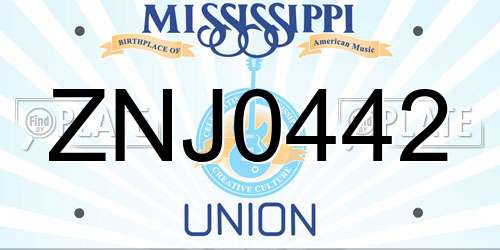 ZNJ0442 Mississippi License Plate