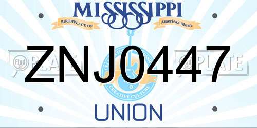 ZNJ0447 Mississippi License Plate