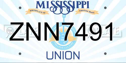 ZNN7491 Mississippi License Plate