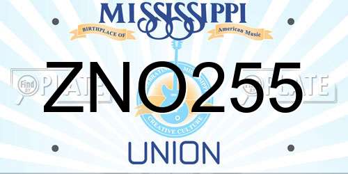 ZNO255 Mississippi License Plate