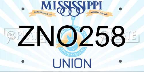 ZNO258 Mississippi License Plate