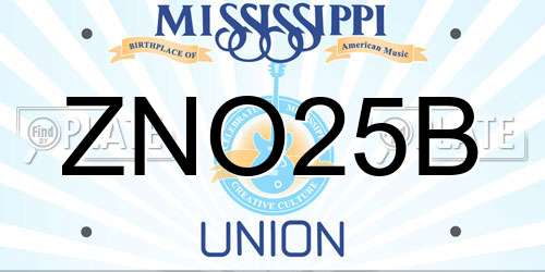 ZNO25B Mississippi License Plate