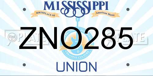 ZNO285 Mississippi License Plate