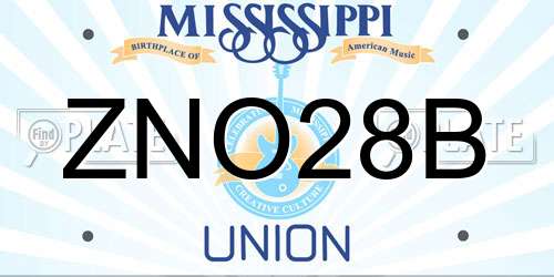ZNO28B Mississippi License Plate
