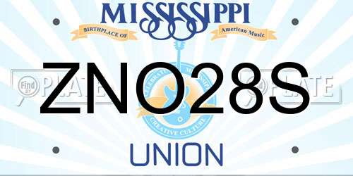 ZNO28S Mississippi License Plate