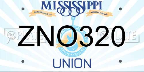 ZNO320 Mississippi License Plate