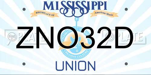 ZNO32D Mississippi License Plate