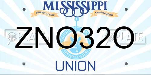 ZNO32O Mississippi License Plate