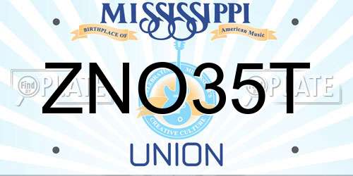 ZNO35T Mississippi License Plate