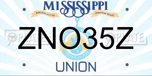 ZNO35Z Mississippi License Plate
