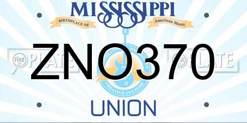 ZNO370 Mississippi License Plate