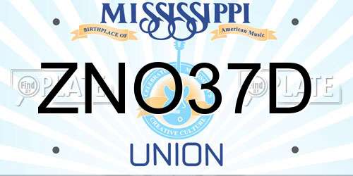 ZNO37D Mississippi License Plate