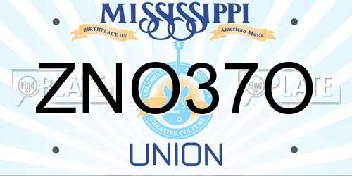 ZNO37O Mississippi License Plate