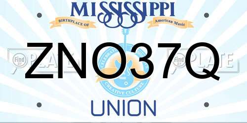 ZNO37Q Mississippi License Plate