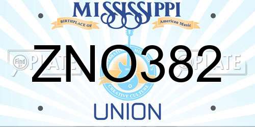 ZNO382 Mississippi License Plate