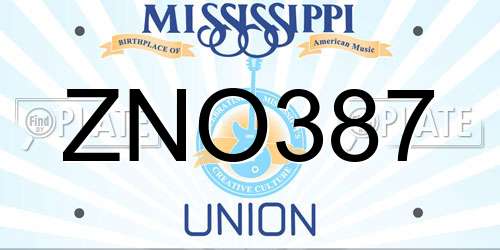 ZNO387 Mississippi License Plate