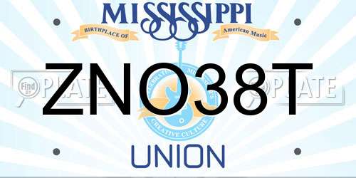 ZNO38T Mississippi License Plate