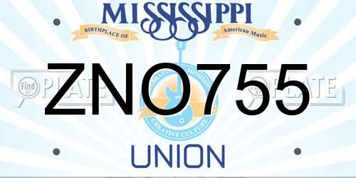 ZNO755 Mississippi License Plate