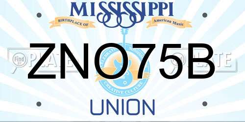 ZNO75B Mississippi License Plate