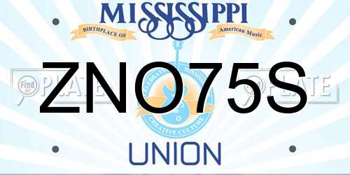 ZNO75S Mississippi License Plate