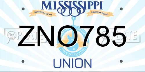 ZNO785 Mississippi License Plate