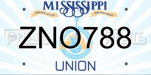 ZNO788 Mississippi License Plate