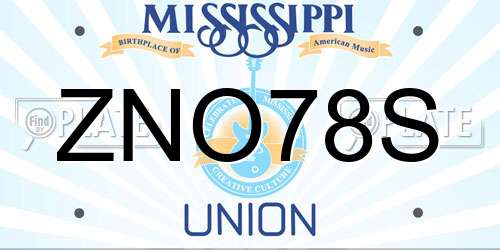 ZNO78S Mississippi License Plate