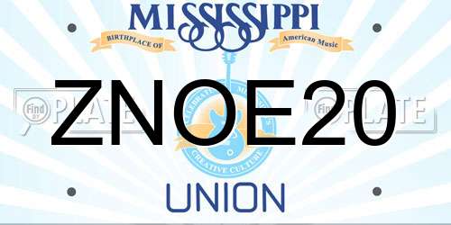 ZNOE20 Mississippi License Plate